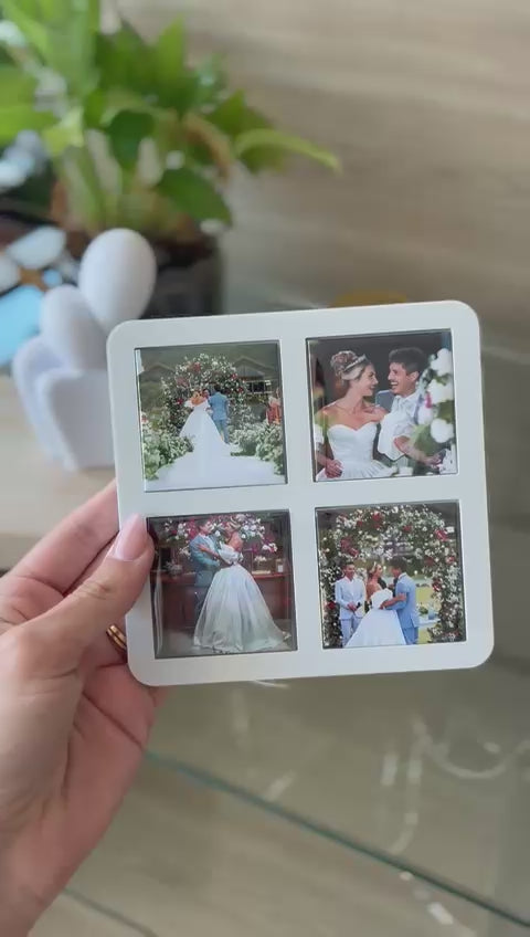 Kit Porta Retrato Magnético Branco com 4 Fotos-imãs